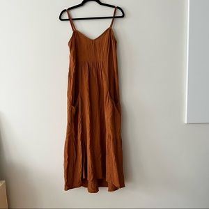 Zara Burnt Orange Pocket Midi Dress